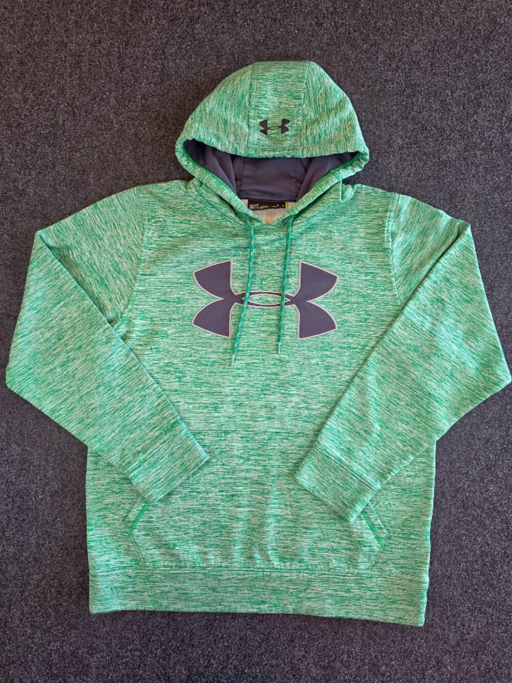Under Armour Mens Small Big Logo Hoodie Green Heather Pullover Sweatshirt